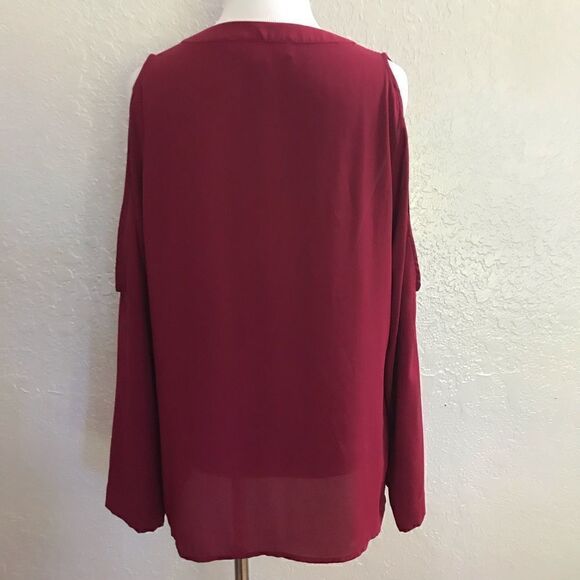 LOFT Ann Taylor Tie Neck Cold Shoulder Blouse - Picture 6 of 8